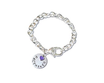 Medical Alert Bracelet Warning Silver Plate Chain Stainless Steel Medical Disc with Cute Heart Charm Many Medical Choices