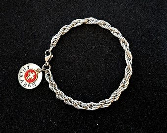 Medical Alert Bracelet: Stainless Steel Rope Chain & Enamel Red Cross Charm Many Choices