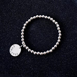 Stainless Steel Medical Alert Bracelet: Stamped Disc, SOS Warning