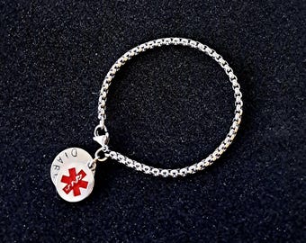 Medical Alert Bracelet: Stainless Steel Emergency ID, Custom Stamped Disc Many Choices