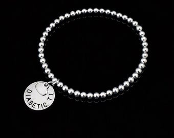 NEW Stainless Steel Medical Alert Bracelet: 5mm Beads Stamped Disc & Heart Charm Many Choices