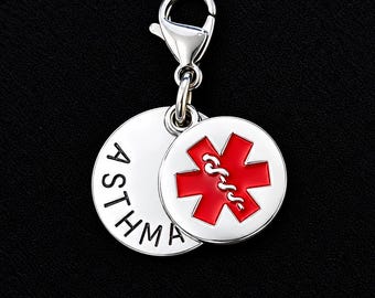 Hand Stamped Medical Alert Key Ring: SOS Emergency Charm Many Choices