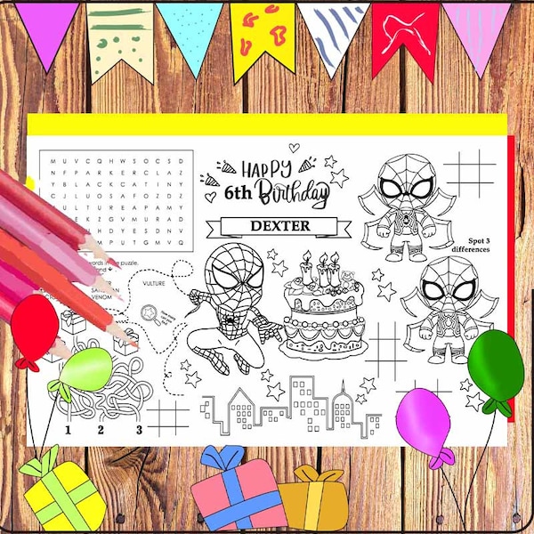 Spiderman Birthday Coloring Sheet - Etsy