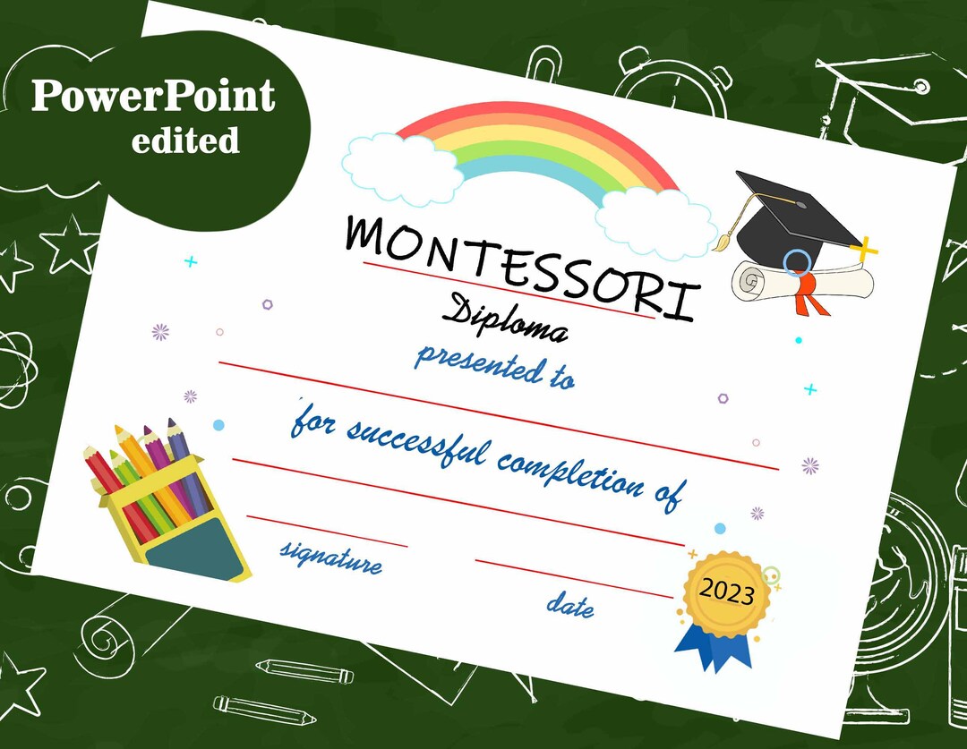 Montessori Diploma First Grade Diploma Preschool Graduation Etsy