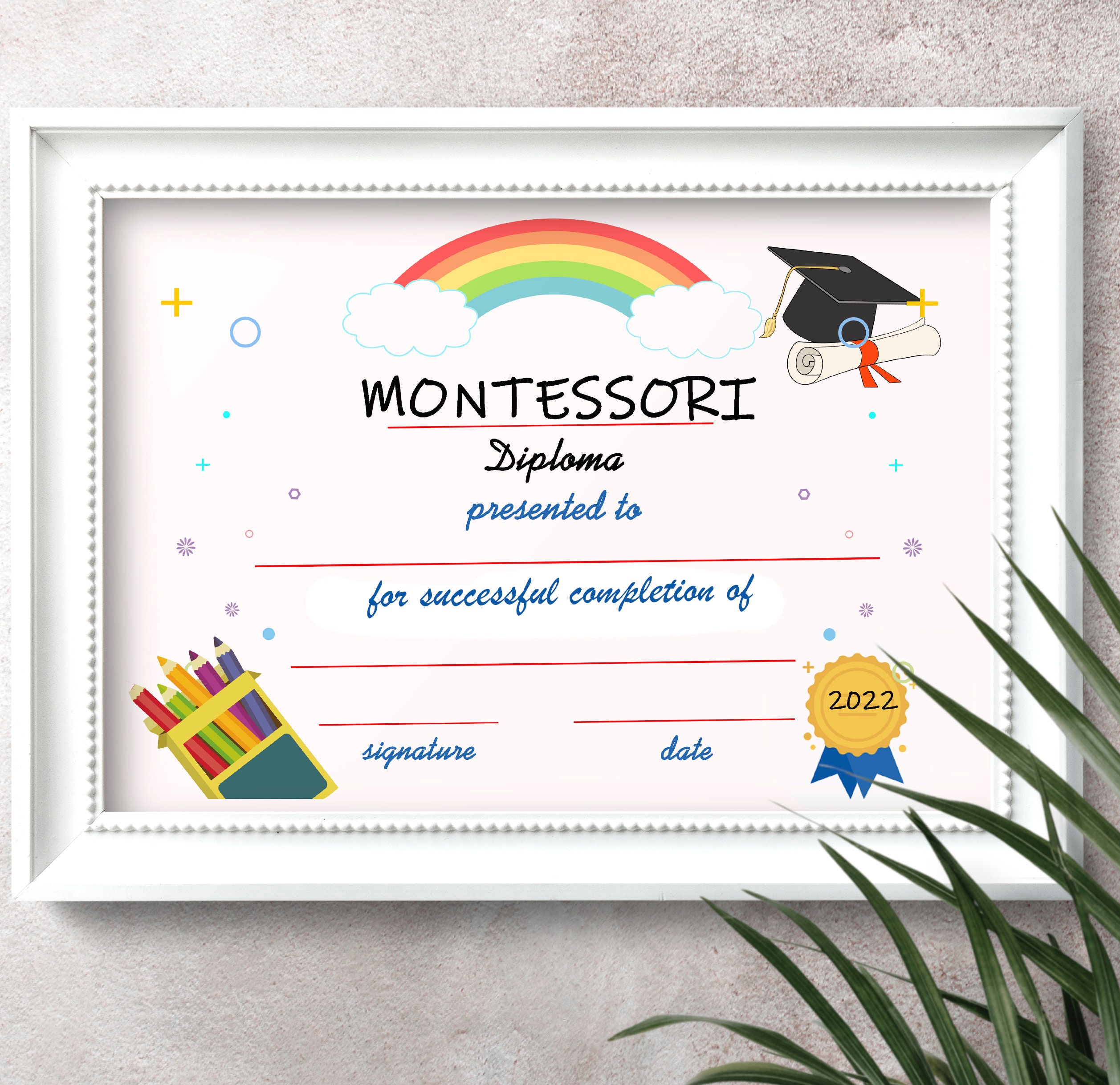 Montessori Diploma. First Grade Diploma. Preschool Graduation Etsy