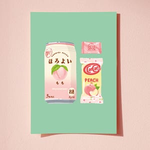 Japanese poster, Japanese fruit treats, art print, Japan travel illustration, gift