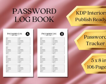 KDP Interior Download | Password Log Book | 106 Pages | 2 Sizes