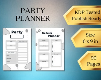 KDP Interior Download | Party Planner | 90 Pages | Size 6 x 9 in.