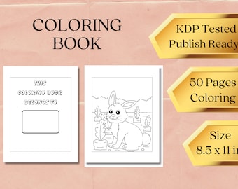 KDP Interior Download | Animals Coloring Book | 50 Coloring Pages | Size 8.5 x 11 in.