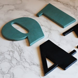 Black Modern Door Numbers, Turquoise Custom Ceramic Address Tiles, Unique Made to Order Personalized House Signs, Gift for a Family Home