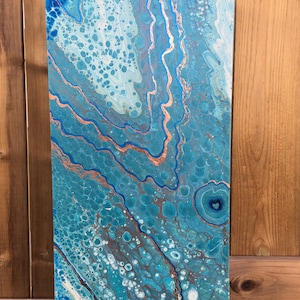 Original Epoxy Resin and Acrylic Paint Ocean Beach Art on 12 by 24