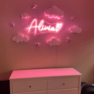 Custom Name For Kids Bedroom, Neon Sign Custom, Kids Desk Decor, Gifts Gor Kids, Home Decor, Bedroom Decor, Family Name Sign Kids Room Decor image 3