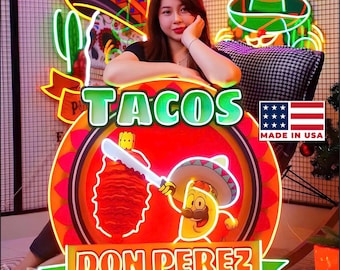 Letrero de neón personalizado, luz de neón personalizada para restaurantes o eventos, letrero de neón personalizado, letrero de neón único, diseño hecho a mano.