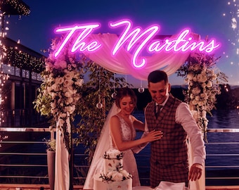 Letrero de neón personalizado, letrero de neón con nombre personalizado, letrero de neón para boda, letrero de neón para boda, letrero de neón, letrero con apellido, decoración de boda, regalos de boda