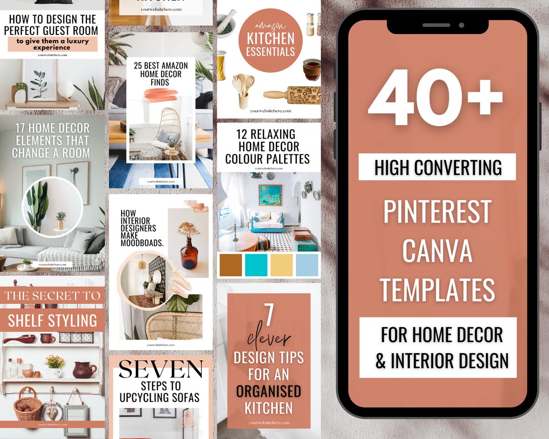 40 Pinterest Canva Templates for Home Decor Niche - Etsy