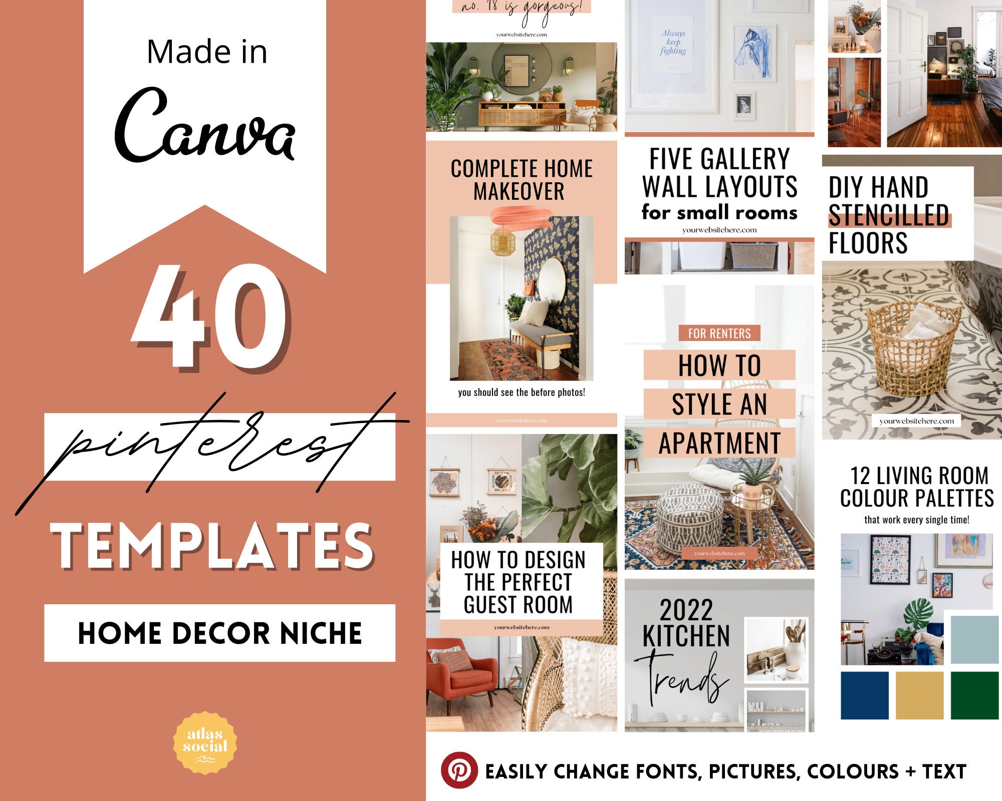 40 Pinterest Canva Templates for Home Decor Niche - Etsy