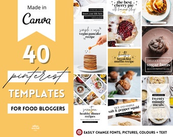 Food Blogger Pinterest Pin Templates for Canva