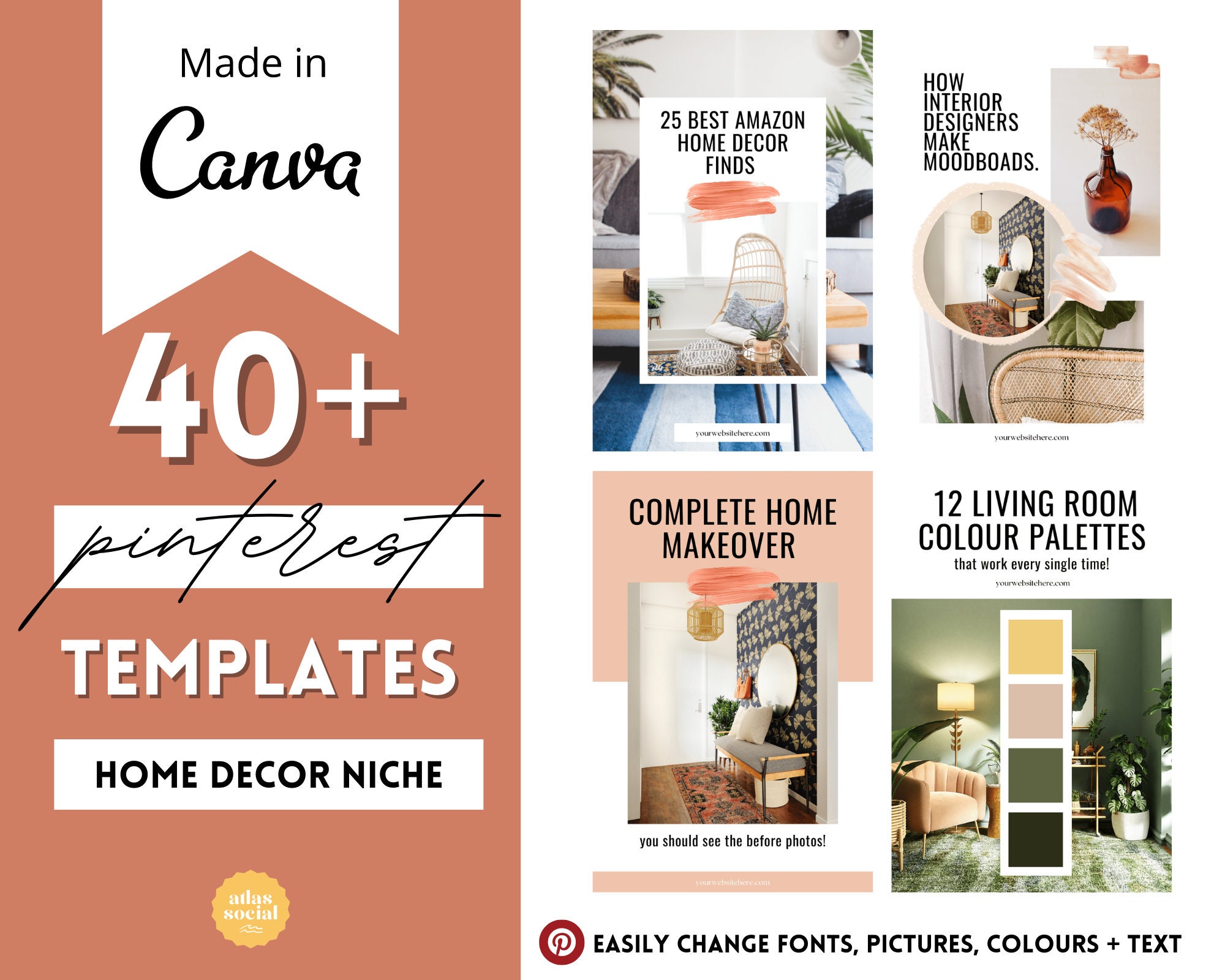40 Pinterest Canva Templates for Home Decor Niche - Etsy