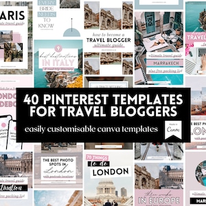 40 Travel Blogger Canva Pinterest Templates