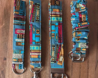 Blue Book Lover Wristlet Keychain | Fabric Key Fob | Literary Accessory