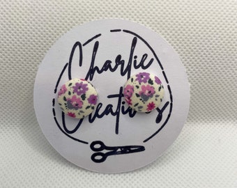 Tiny Daisy Floral Handmade 15mm Fabric Stud Earrings with Surgical Steel Posts