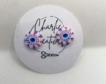 Handmade Fabric Stud Earrings: Moroccan Tile, Surgical Steel Posts