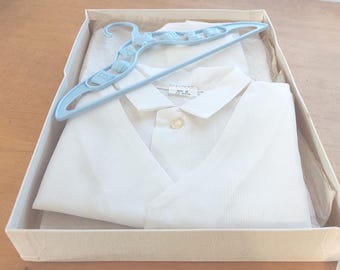 Vintage white/cream 2 piece infant outfit with baby blue hanger in Britts department store ,Fort Lauderdale,Fla. box