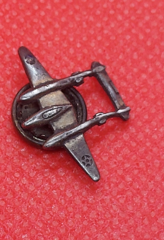 antique sterling silver military airplane lapel pi