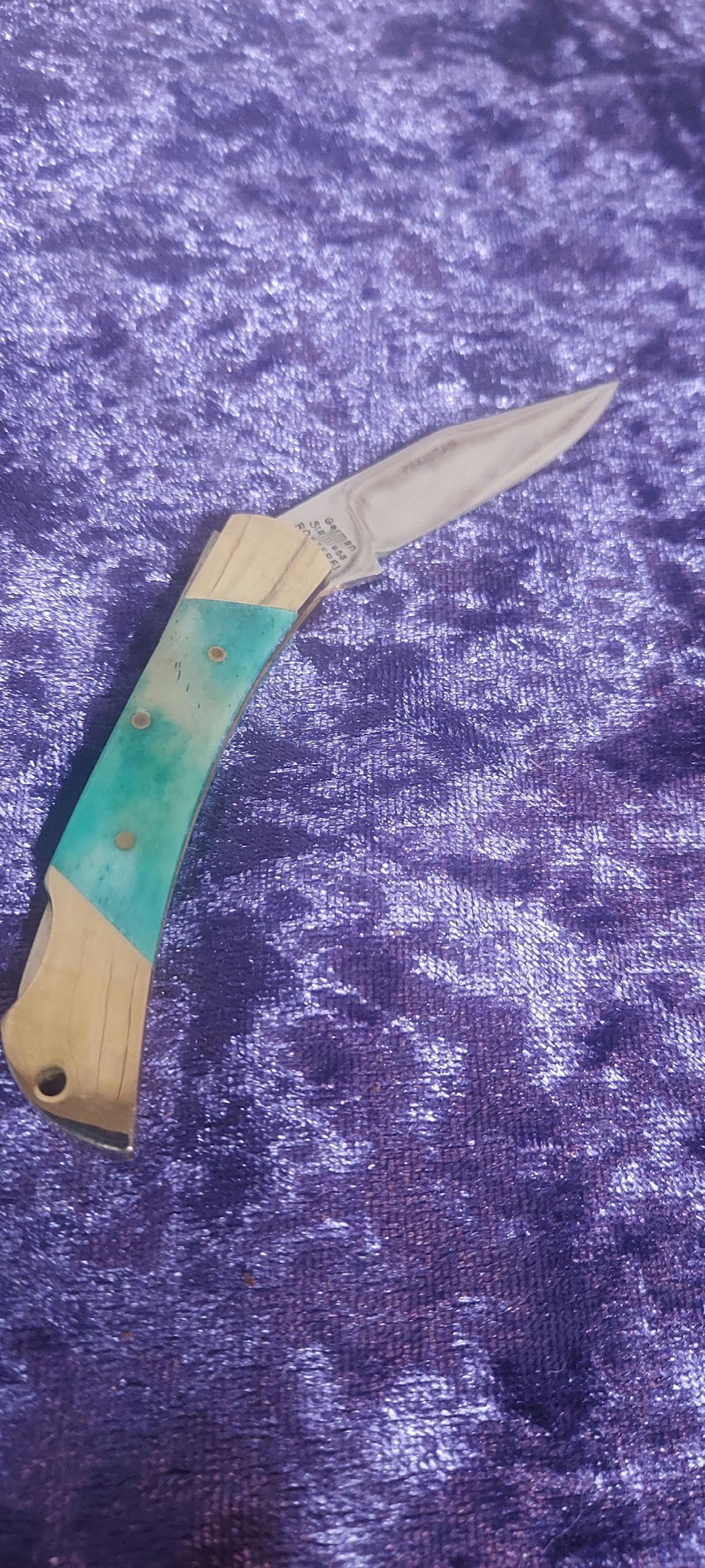 Green Single Blade Whitetail Cutlery Pocket Knife Marked Pakistan