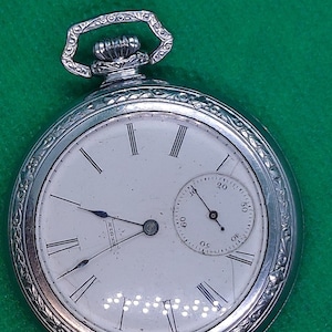 Vintage Elgin National watch co. pocket watch defiance case art deco ticks & hands move not sure if it tells time  so selling for parts only