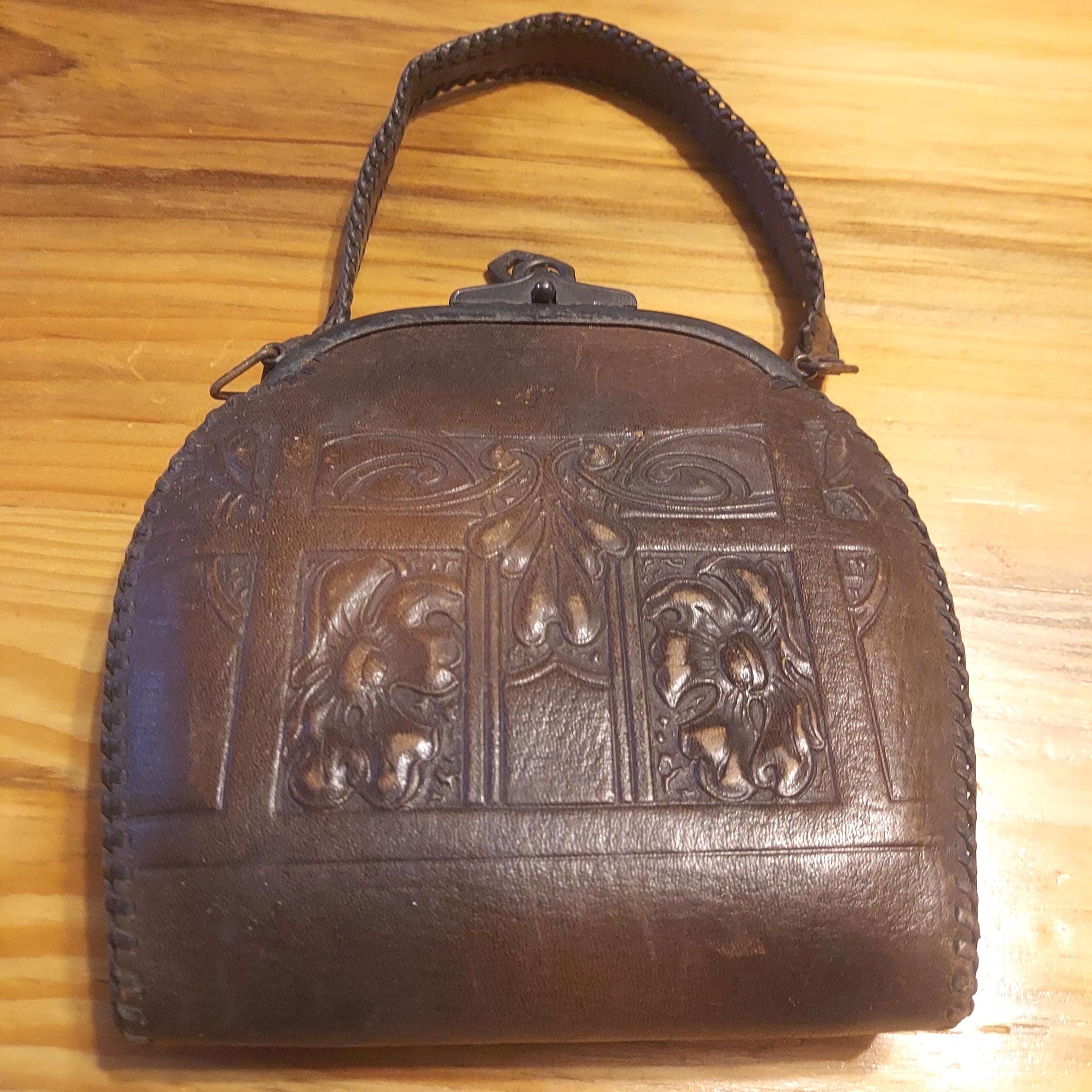 1920s Embossed Leather Bag - Etsy