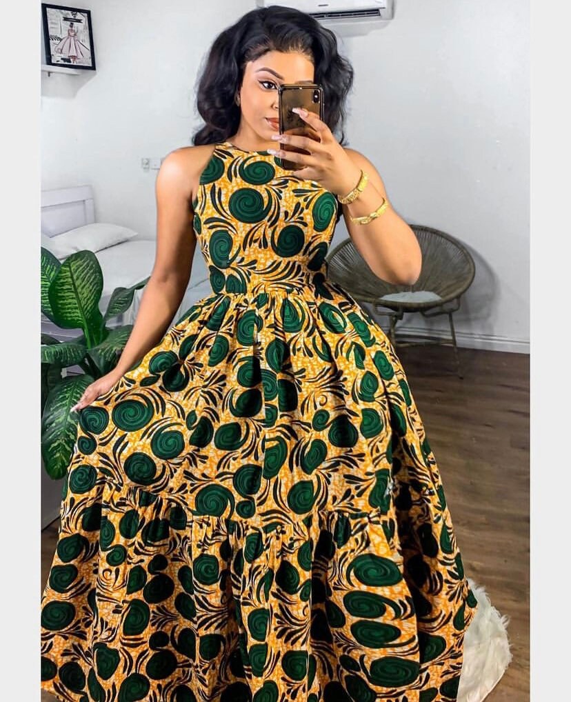 Sleeveless Gown Reception Dresses African Wedding Dress Ankara - Etsy  Singapore