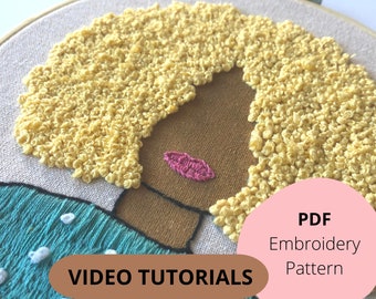 Colorful Fun Modern embroidery design Pattern, Digital Download with Video Tutorials