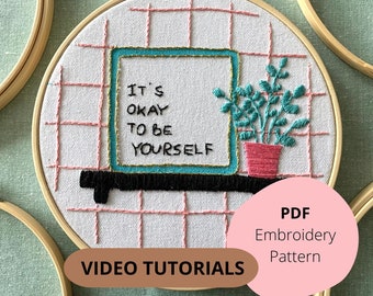 Modern Embroidery Design DIY Craft Embroidery Pattern PDF with Video Tutorials for beginners