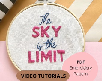 PDF Hand Embroidery pattern, Lettering Embroidery Design for Beginners with Video Tutorials