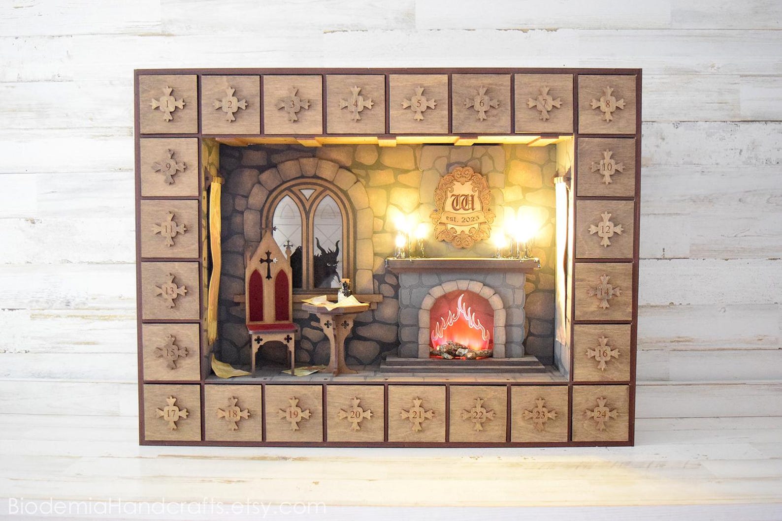 Personalized XL Krampus Advent Calendar: Spooky Light-Up Wood Christmas Countdown