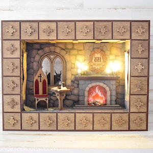 Personalized XL Krampus Spooky & Creepy Christmas Light Up Wood Countdown Advent Calendar by Biodemia Creative Handcrafts