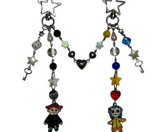 Coraline & Wybie Matching Keychains | Enamel Charm Couples Keychain