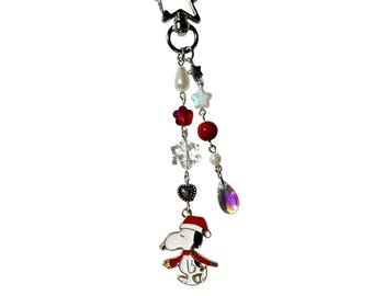Winter Snoopy-bedel/sleutelhanger ||| snoopy-cadeau, snoopy-personage, schattige snoopy, snoopy lover, kerstsleutelhanger, tasbedel, stanley-bedel