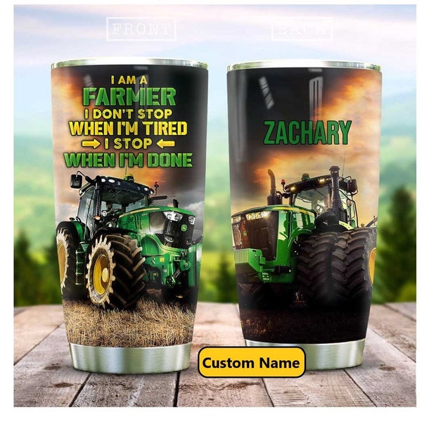 Vaso personalizado de tractor, tazas de café agrícola, vaso de nombre personalizado, regalos para amantes de los tractores, regalo de granjero, regalos para él, regalos de Navidad