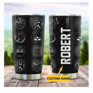 Personalized Tumbler, Custom Name Pilot Tumbler, Panel Tumbler, Aviator Gift, Airplane Tumbler, Pilot Gifts For Man, Merry Christmas Gifts