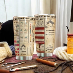 Knitting Knowledge Tumbler, Funny Knitting mug, Gift for knitter, Gifts For Her, Grandma Mom Gifts, Cool knitting cup, Christmas gift
