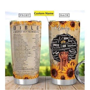 Personalized Melanin Poppin Girl, Sunflower Tumbler, Black Women Faith, Black Girl Gift, Gift For Her, Daughter Gifts, Bible Verses Tumbler