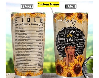 Personalized Melanin Poppin Girl, Sunflower Tumbler, Black Women Faith, Black Girl Gift, Gift For Her, Daughter Gifts, Bible Verses Tumbler