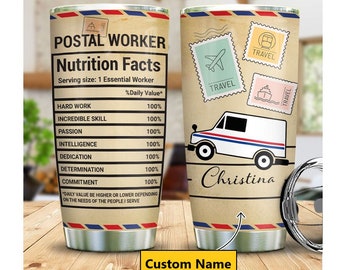 Gobelet travailleur des postes, cadeau facteur drôle, cadeau facteur pour homme, gobelet valeur nutritive, gobelet postal, gobelet bureau de poste, cadeau pour papa