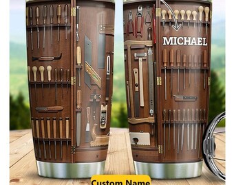 Personalized Carpenter Toolbox Tumbler, Mechanic Gift, Dad grandpa Gift, Technical Mug, Handyman Gift, Woodworking Carpenter, Repairman Gift