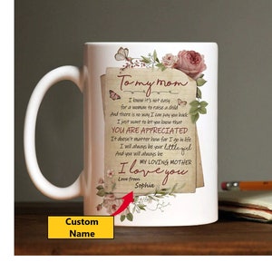 Presente personalizado para mamãe, caneca para minha mãe, carta para mamãe, caneca de rosa de jardim, presente de flor para mamãe, presente de vovó, presente personalizado, presentes de dia das mães