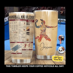 Handball Knowledge Tumbler, Personalized Gift, Handball Player Gift, Handball Coach Gift, Handball Gift Idea, Gifts for Girlfriend, Mom Gift