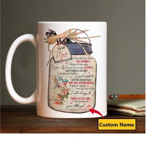 Caneca para minha mãe, presente personalizado para mamãe, carta para mamãe, caneca de rosa de jardim, presente de flor para mamãe, presente de vovó, presente personalizado, presentes de dia das mães