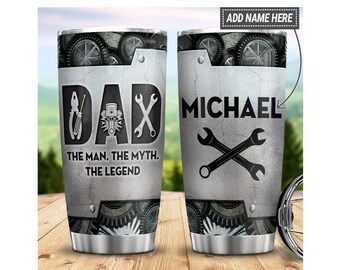 Mechanic Dad Tumbler, The Man, The Myth, The Legend, Auto Mechanic Gifts, Car Mechanic, tool set tumbler, Custom Name Tumbler, Gifts For Dad